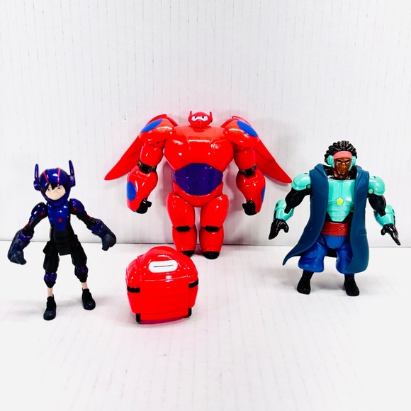 Disney Big Hero 6 Bandai Action Figures Lot Of 3 Hiro Armored Baymax Wasabi 5” - Picture 1 of 6